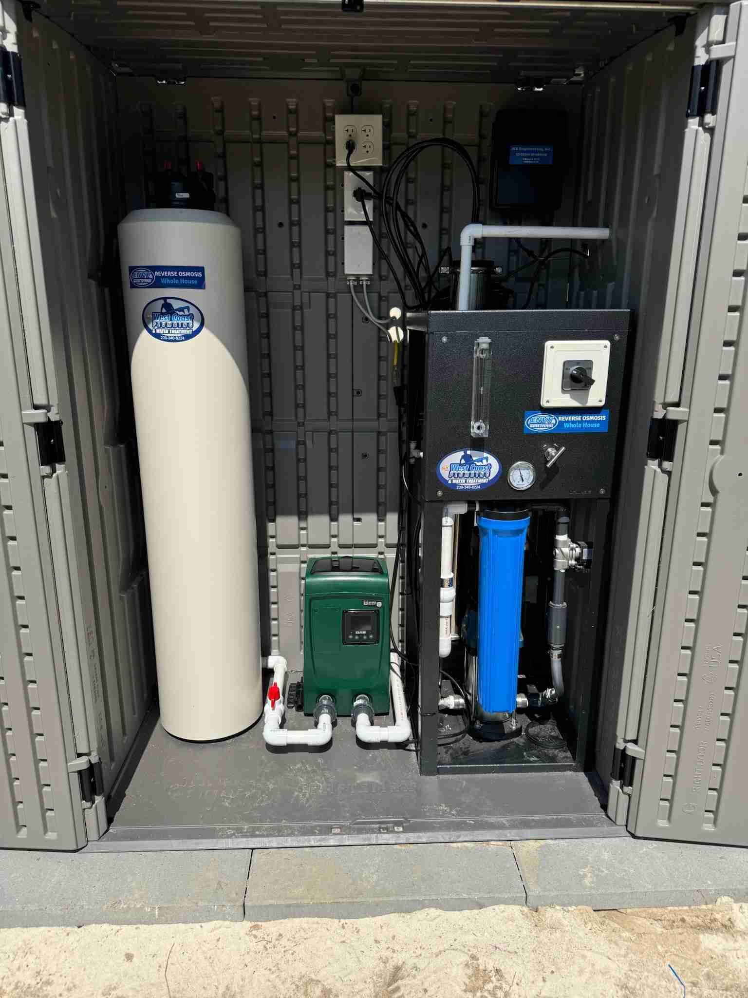 Ozone water treatment equipment in a utility enclosure